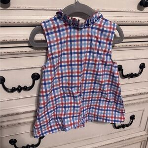 Stitchy Fish Red White and Blue Plaid Sleeveless Top with Shorts